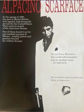 Scarface Movie Poster - Al Pacino Red & Black Graphic Aprox Size 24x36 Inches